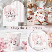 Cute Pink Bow Girl Babydusche Einladung