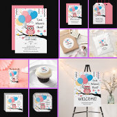 Niedliche rosa Schüssel mit Balloons & Confetti Ba Dankeskarte