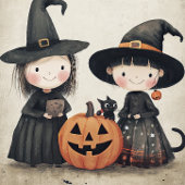 Niedlich Retro Vintag Halloween Kids Ghost Pumpkin Postkarte