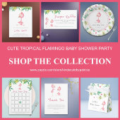 Pink Flamingo Tropical Floral Platzkarte