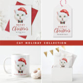 Watercolor White British Shorthair Cat Weihnachten