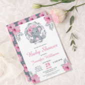 Wild Safari Pink Floral Elephant Baby Dusche Banner