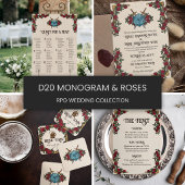 D20 Monogramm-Rosen RPG-Hochzeitsbar-Menü Banner