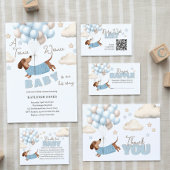 Diaper Raffle Dachshund Blue Baby Shower Game Poster