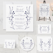 Blue Vines & Blume Brautparty Danke Karte