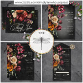 Dunkle Elegant Blur Herbstblütenhochzeit Save The Date