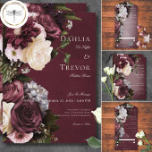 Dark Elegant Burgundy & Cream Floral Wedding Dankeskarte