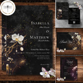 Dunkelgotische Schwarz-Weiß-Orchideen-Zauber Empfa Begleitkarte