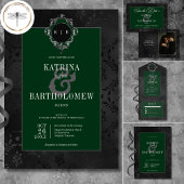 Dunkelgotische Schwarz-Grün-Blütensatine Kein Aben All In One Einladung