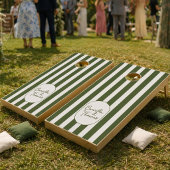 Dark Green Stripes Wedding Einladung