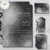 Dark Moody Midnight Black Fog Wedding Save The Date