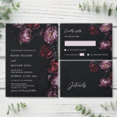 Dark Moody  Textured Flowers Wedding Invitation Einladung (Personalisiere diese Kollektion eines unabhängigen Creators.)