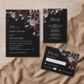 Watercolor Roses Black Floral Details Begleitkarte (Personalisiere diese Kollektion eines unabhängigen Creators.)