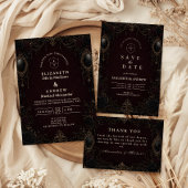 Dunkle, ornamentale viktorianische Gothic-Hochzeit Save The Date
