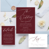 Burgundy Maroon Calligrafy Wedding Probe Einladung