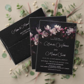 Dark Moody Flowers Magnolia Wedding Menükarte (Personalisieren Sie die Kollektion dieses unabhängigen Creators. Test)