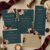 Dunkles Türkis-Blumen-Gothic-Hochzeitsadressetiket