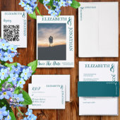 Dunkle Aquamarine moderne Typografie Hochzeit Menükarte