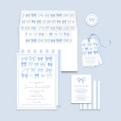 Preppy Monogram Blue Bows Baby Boy Geschenkpapier