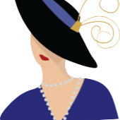 Art Deco 1930er Frauen in Hut mit Chrysler Gebäude Tasche