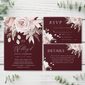 Deep Burgundy Blush Modern Wedding Return Address (Personalisiere diese Kollektion eines unabhängigen Creators.)
