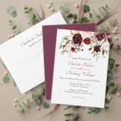 Burgundy Floral Elegant Wedding Einladung (Personalisieren Sie die Kollektion dieses unabhängigen Creators. Test)