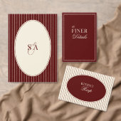 Deep Burgundy Ivory Stripes Oval Old Money RSVP (Personalisiere diese Kollektion eines unabhängigen Creators.)