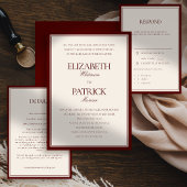 Formal Modern Classic Deep Burgundy Frame Wedding Einladung