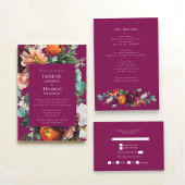 Elegant Floral QR Code Wedding Website Card Visitenkarte