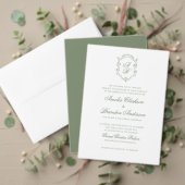 Sage Green Leaf Monogram Wappen Wedding Program Fächer (Personalisieren Sie die Kollektion dieses unabhängigen Creators. Test)