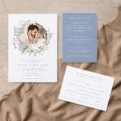 Delicate Soft Blue Floral Wreath Wedding Save The Date (Personalisiere diese Kollektion eines unabhängigen Creators.)
