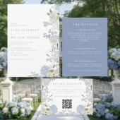 Delicate Blue Floral Wreath Wedding Danke Card