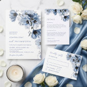 Künstlerische blaue Blumen Hochzeit Programm