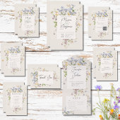 Delicate Boho Wildblumen Creme QR Code Hochzeit RSVP Karte