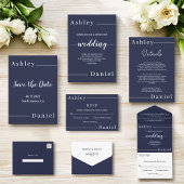 Moderne einfache Hochzeit der Navy RSVP Karte