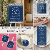 Elegant Diamonds & Denim 30. Geburtstag Party Pappteller