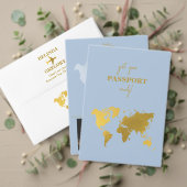 Hochzeit Reisepass Gold Dusty Blue Itinerary Programm (Personalisieren Sie die Kollektion dieses unabhängigen Creators. Test)