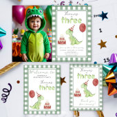 Dino Party | Cute Dinosaur Three-Rex Birthday Einladung