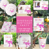 T-Rex Rosa Niedliche Geburtstag Jurassic Dinosaur Wimpelkette