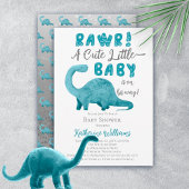 Rawr Aquamarin Blue Dinosaur Boy Baby Shower Pappteller