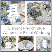 Elegant French Blue Rose Watercolor Pattern Serviette