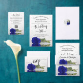 Elegante Royal Blue Rose Hochzeit Probe & Abendess Einladung (Personalisiere diese Kollektion eines unabhängigen Creators.)