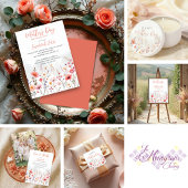 Ethereal Dreamy Wildflowers Coral Script Photo Dankeskarte