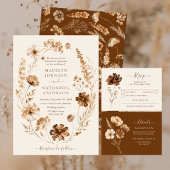 Getrocknete Wildblumen Erdtöne Boho Gartenhochzeit Einladung