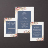 Hochzeitsfeier mit blauen und blütenrosa Wasserfar Platzkarte (Personalisiere diese Kollektion eines unabhängigen Creators.)