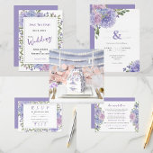 Chic Dusty Blue Hydrangea Blume Hochzeit Einladung