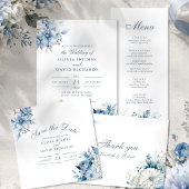 Modernes Hochzeitsprogramm für Dusty Blue Wildblum Fächer