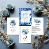 Dusty Blue Floral Wedding Einladung
