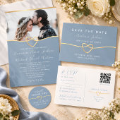 Staubblaue Hochzeitsprogramm mit Seilherz