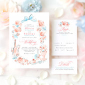 Whimsical Funky Hand Drawn Dusty Blue Wedding Menu Menükarte